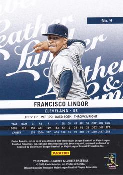 2019 Panini Leather & Lumber #9 Francisco Lindor Back