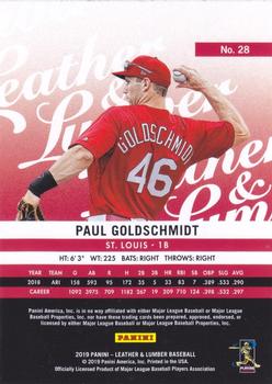 2019 Panini Leather & Lumber #28 Paul Goldschmidt Back