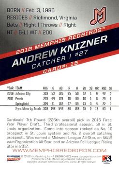 2018 Choice Memphis Redbirds #15 Andrew Knizner Back