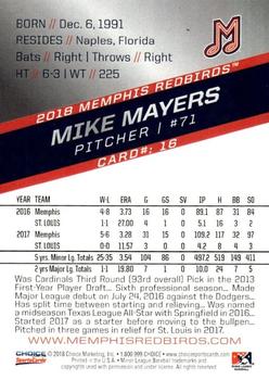 2018 Choice Memphis Redbirds #16 Mike Mayers Back