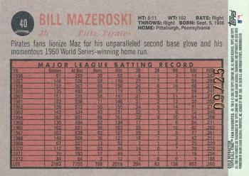 2005 Topps All-Time Fan Favorites - Refractors Gold #40 Bill Mazeroski Back