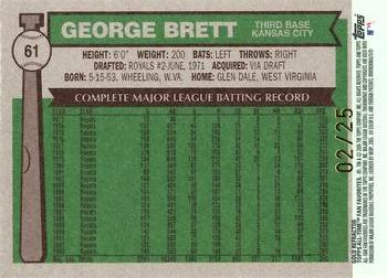2005 Topps All-Time Fan Favorites - Refractors Gold #61 George Brett Back