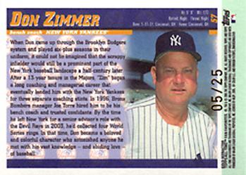 2005 Topps All-Time Fan Favorites - Refractors Gold #57 Don Zimmer Back