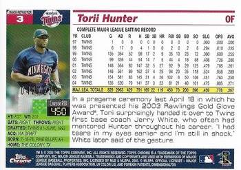 2005 Topps Chrome - Black Refractors #3 Torii Hunter Back