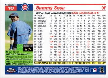 2005 Topps Chrome - Refractors #10 Sammy Sosa Back