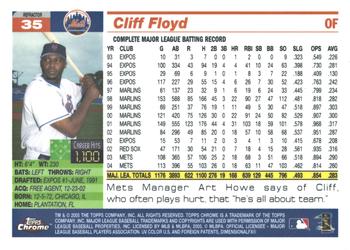 2005 Topps Chrome - Refractors #35 Cliff Floyd Back