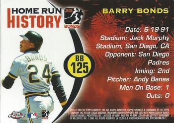 2005 Topps Chrome Updates & Highlights - Barry Bonds Home Run History #BB125 Barry Bonds Back