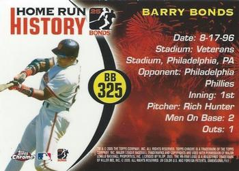 2005 Topps Chrome Updates & Highlights - Barry Bonds Home Run History #BB325 Barry Bonds Back