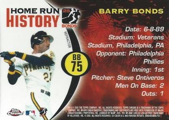2005 Topps Chrome Updates & Highlights - Barry Bonds Home Run History Refractors #BB75 Barry Bonds Back