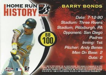 2005 Topps Chrome Updates & Highlights - Barry Bonds Home Run History Refractors #BB100 Barry Bonds Back
