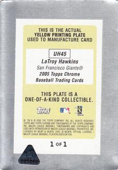 2005 Topps Chrome Updates & Highlights - Printing Plates Yellow #UH45 LaTroy Hawkins Back