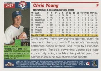 2005 Topps Chrome Updates & Highlights - Refractors #UH57 Chris Young Back