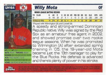2005 Topps Chrome Updates & Highlights - Refractors #UH164 Willy Mota Back