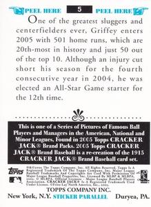 2005 Topps Cracker Jack - Mini Stickers #5 Ken Griffey Jr. Back