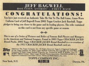 2005 Topps Cracker Jack - Take Me Out to the Ballgame Mini Relics #TO-JB Jeff Bagwell Back