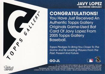 2005 Topps Gallery - Originals Relics #GO-JL Javy Lopez Back