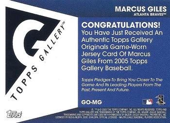 2005 Topps Gallery - Originals Relics #GO-MG Marcus Giles Back