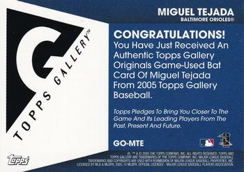 2005 Topps Gallery - Originals Relics #GO-MTE Miguel Tejada Back