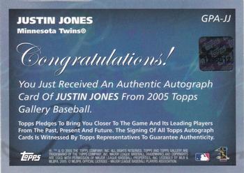 2005 Topps Gallery - Penmanship Autographs #GPA-JJ Justin Jones Back