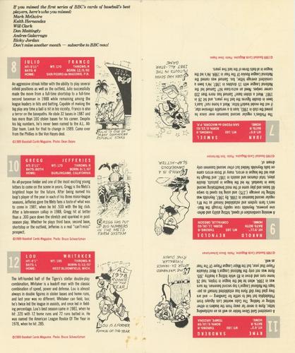 1989 Baseball Cards Magazine '59 Topps Replicas - Full Panel #7-12 Juan Samuel / Julio Franco / Harold Reynolds / Gregg Jefferies / Ryne Sandberg / Lou Whitaker Back