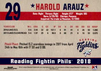 2018 Grandstand Reading Fightin Phils Update #NNO Harold Arauz Back