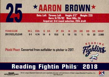 2018 Grandstand Reading Fightin Phils Update #NNO Aaron Brown Back
