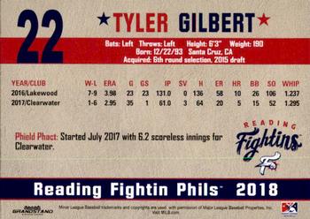 2018 Grandstand Reading Fightin Phils Update #NNO Tyler Gilbert Back