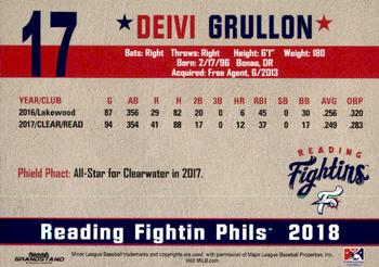 2018 Grandstand Reading Fightin Phils Update #NNO Deivi Grullon Back