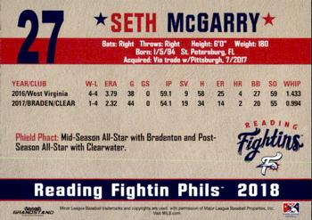 2018 Grandstand Reading Fightin Phils Update #NNO Seth McGarry Back