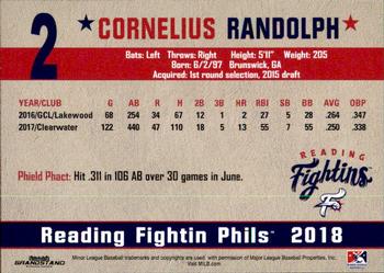 2018 Grandstand Reading Fightin Phils Update #NNO Cornelius Randolph Back