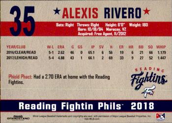 2018 Grandstand Reading Fightin Phils Update #NNO Alexis Rivero Back
