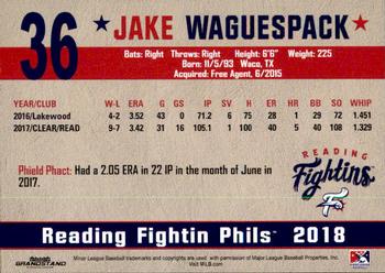 2018 Grandstand Reading Fightin Phils Update #NNO Jake Waguespack Back
