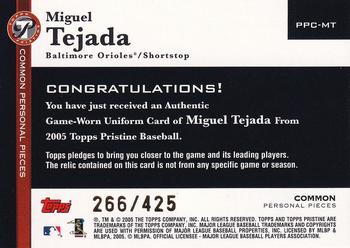 2005 Topps Pristine - Personal Pieces Common Relics #PPC-MT Miguel Tejada Back