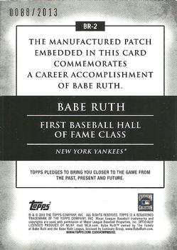 2013 Topps - Factory Set Bonus: Babe Ruth Patch Cards #BR-2 Babe Ruth Back