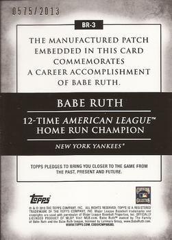 2013 Topps - Factory Set Bonus: Babe Ruth Patch Cards #BR-3 Babe Ruth Back