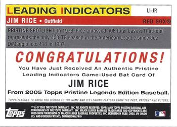 2005 Topps Pristine Legends - Leading Indicators Relics #LI-JR Jim Rice Back