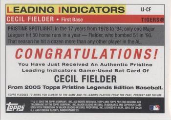 2005 Topps Pristine Legends - Leading Indicators Relics #LI-CF Cecil Fielder Back