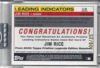 2005 Topps Pristine Legends - Leading Indicators Relics Refractors #LI-JR Jim Rice Back