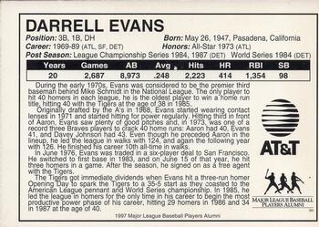 1997 AT&T Ambassadors of Baseball #NNO Darrell Evans Back