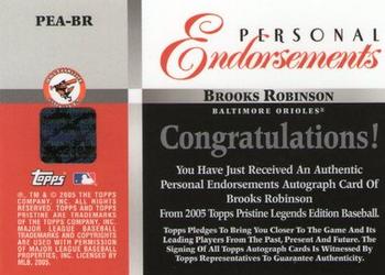 2005 Topps Pristine Legends - Personal Endorsements #PEA-BR Brooks Robinson Back