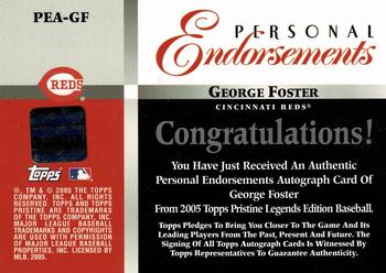 2005 Topps Pristine Legends - Personal Endorsements #PEA-GF George Foster Back