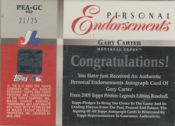 2005 Topps Pristine Legends - Personal Endorsements Gold #PEA-GC Gary Carter Back