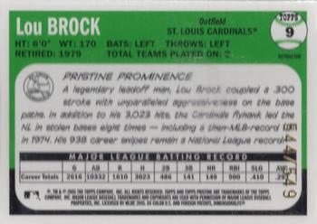 2005 Topps Pristine Legends - Refractors #9 Lou Brock Back