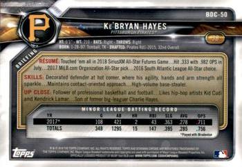 2018 Bowman Draft - Chrome Asia Mojo Refractor #BDC-50 Ke'Bryan Hayes Back