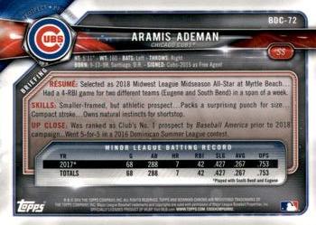 2018 Bowman Draft - Chrome Asia Mojo Refractor #BDC-72 Aramis Ademan Back