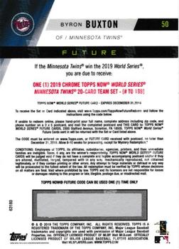 2019 Topps Now Future World Series Winners - Team Set SN199 Potential Prize #50 Byron Buxton Back