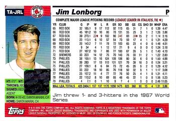 2005 Topps Retired Signature Edition - Autographs #TA-JRL Jim Lonborg Back