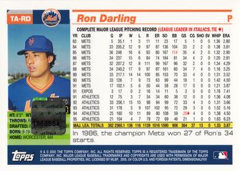 2005 Topps Retired Signature Edition - Autographs #TA-RD Ron Darling Back