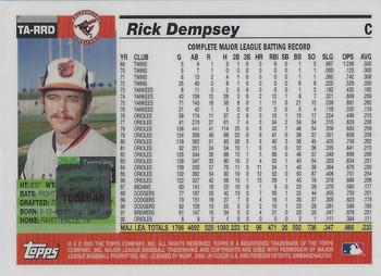 2005 Topps Retired Signature Edition - Autographs #TA-RRD Rick Dempsey Back