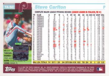 2005 Topps Retired Signature Edition - Autographs #TA-SC Steve Carlton Back